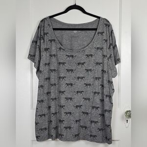 Lane Bryant Grey Cheetah Print Knit Top 26/28